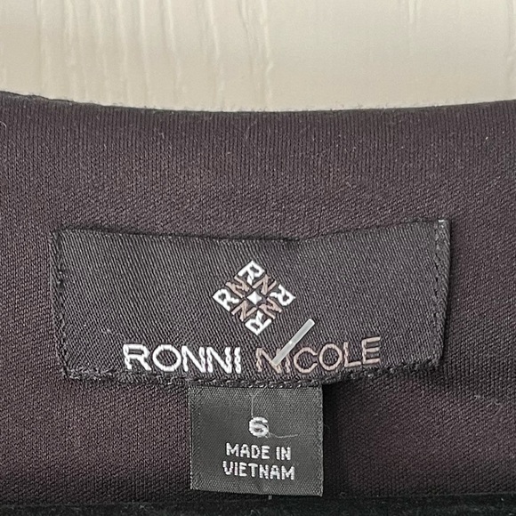 Ronni Nicole Black Glitter Draped Midi Dress - Picture 5 of 5